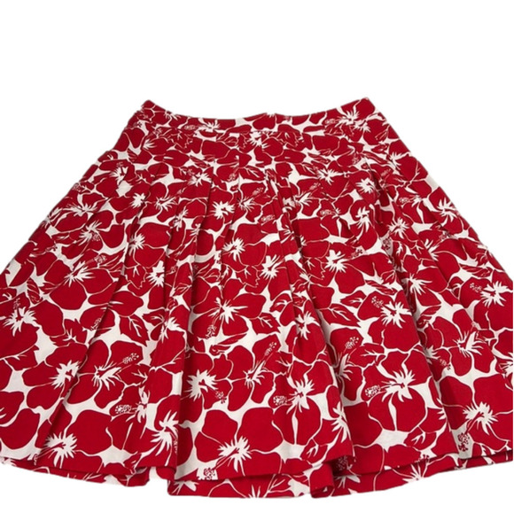 Talbots Women's cotton blend red floral midi a-line skirt - Picture 1 of 7